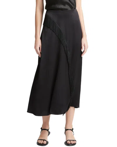 Vince Fringe Draped Asymmetric Skirt In Black