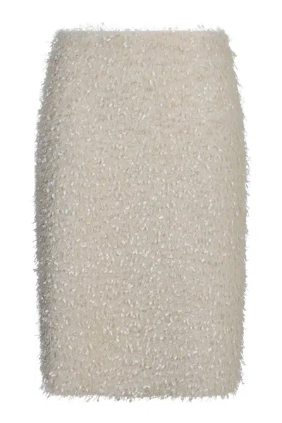 Vince Fringe Knit Dress In Neutral