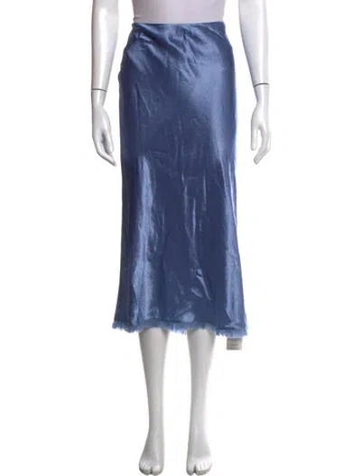 Pre-owned Vince Fringe Trim Accent Midi Length Skirt In Blue