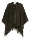 Vince Fringed Cape In Green