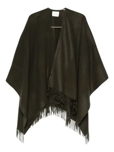 Vince Fringed Cape In Green