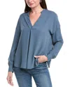 Vince Front Pleat Blouse In Blue