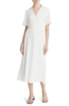 Vince Short-sleeve Zip-front Midi Polo Dress In White