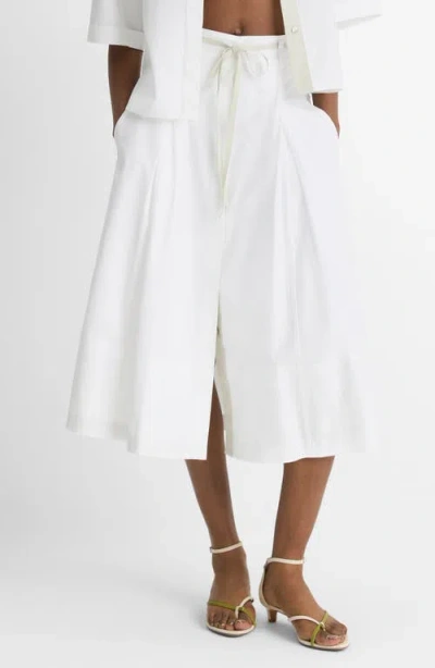 Vince Full Cotton Midi Skirt In Optic White