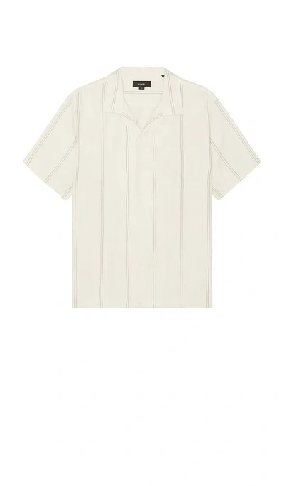 Vince Sunfair Stripe Short Sleeve Shirt In Full Moon & Soft Black