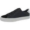 Vince Fulton Mens Leather Low Top Casual And Fashion Sneakers In Black