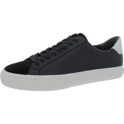 Vince Fulton Mens Leather Low Top Casual And Fashion Sneakers In Black