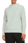 Vince Marled Funnel Neck Wool Blend Sweater In Heather Mint Glass