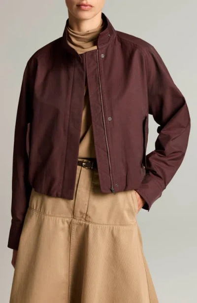 Vince Funnel Neck Jacket In Brown