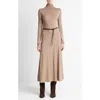 Vince Funnel Neck Long Sleeve Jersey Midi Dress In Neutral