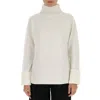 Vince Funnel Neck Long Sleeve Rolled Cuffs 100% Wool In Ivory In Multi