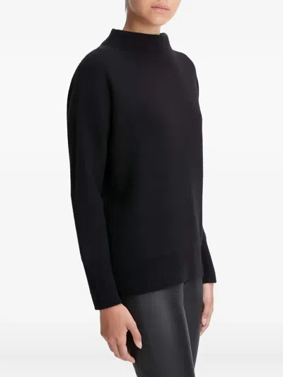 Vince Funnel Neck Pullover In Black