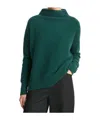 Vince Boiled Cashmere Funnel Neck Pullover In Green