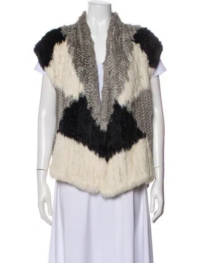 Pre-owned Vince Fur Colorblock Pattern Fur Jacket In Gray