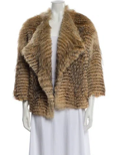 Pre-owned Vince Fur Faux Fur Jacket In Brown