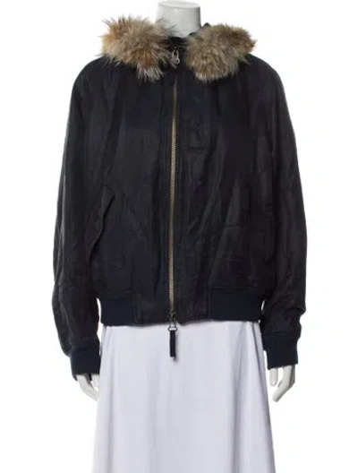 Pre-owned Vince Fur Jacket In Blue