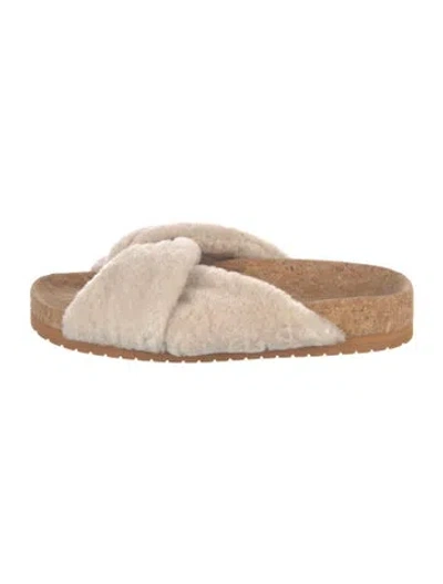 Pre-owned Vince Fur Slides In Brown/neutrals