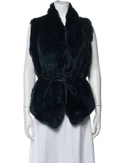 Pre-owned Vince Fur Vest In Blue