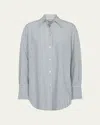 Vince Furrow Stripe Button-front Shirt In Blueoff White