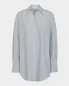 Vince Furrow Stripe Button-front Shirt In Blueoff White