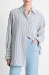Vince Furrow Stripe Button Down Shirt In Gray