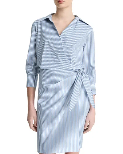 Vince Furrow Stripe Wrap Dress In Blue/off White