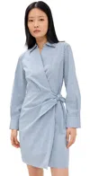 Vince Furrow Stripe Wrap Dress In Blue/off White