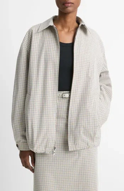 VINCE VINCE GARDENERS CHECK OVERSIZE BOMBER JACKET