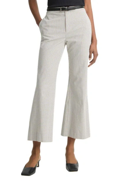 VINCE VINCE GARDENERS CHECK STRETCH COTTON KICK FLARE PANTS