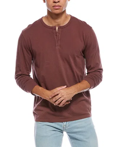Vince Garment Dye Henley Shirt In Burgundy