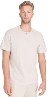 Vince Garment Dyed Short Sleeve Henley In Washed Soft Clay