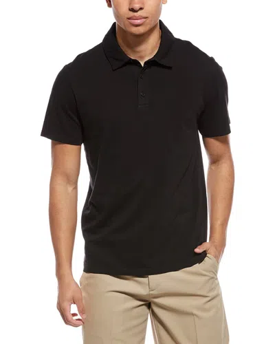 Vince Garment Dye Polo Shirt In Black