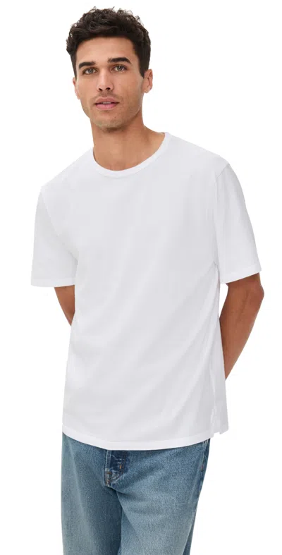 Vince Garment Dye Short Sleeve Crew Tee Optic White In Animal Print