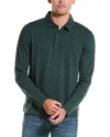 Vince Men's Garment-dyed Long-sleeve Polo Shirt In Green