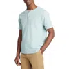 Vince Garment Dyed Short Sleeve Henley In Washed Ceramic Blue