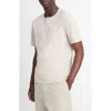 Vince Garment Dyed Short Sleeve Henley In Washed Soft Clay