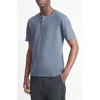 Vince Men's Garment-dyed Cotton Henley In Washed Venice Blue