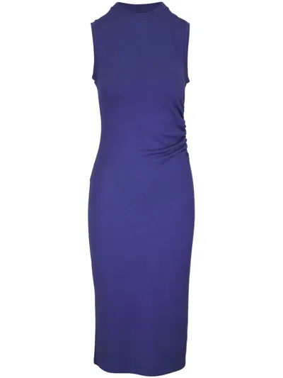 Vince Gathered Dress In Blue