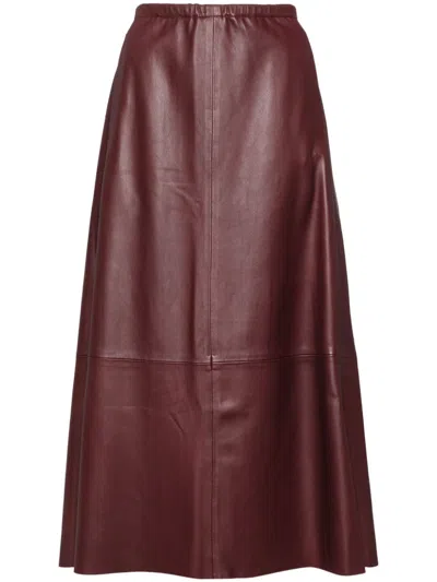 VINCE GATHERED LEATHER SKIRT