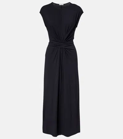 Vince Gathered Midi Dress In Black