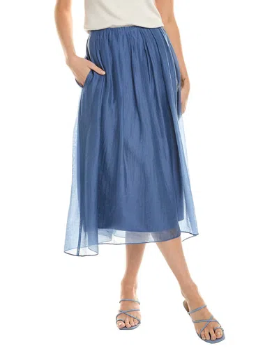 Vince Gathered Midi Skirt In Blue