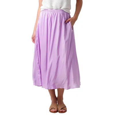 Vince Gathered Silk Pull-on Midi Skirt Lilac In Purple