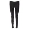 Vince Genuine Leather Panelled Back Darts Fitted Moto Leggings In Black