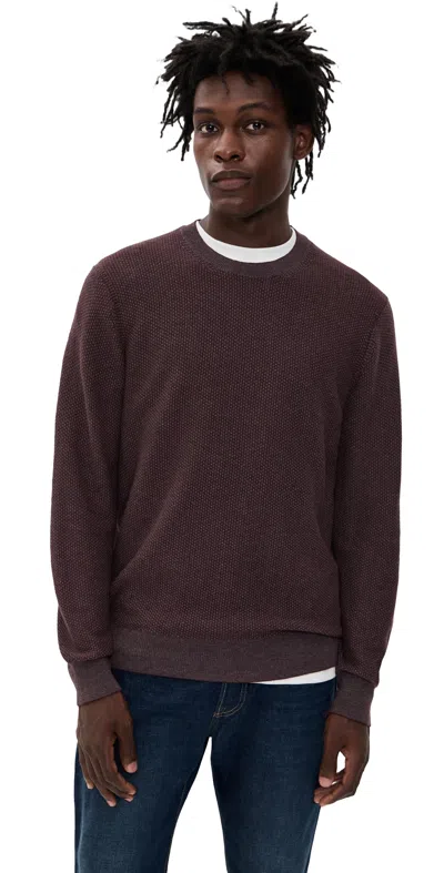VINCE GEO JACQUARD CREW SWEATER PORT/MEDIUM HEATHER GREY