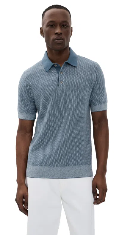Vince Geo Jacquard Polo Uniform Blue/classic Cream
