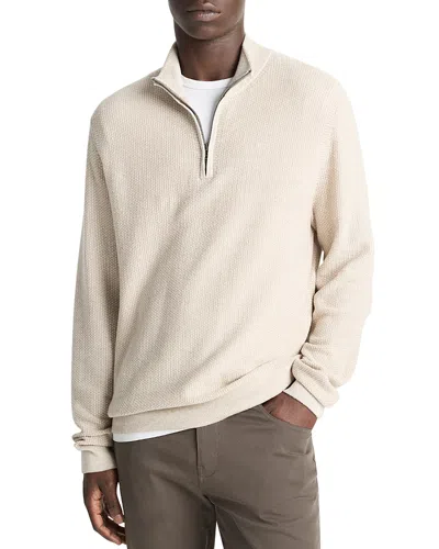 Vince Geo Jacquard Quarter Zip Sweater In Brown