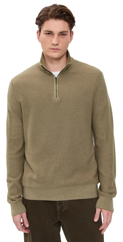Vince Geo Jacquard Quarter Zip Sweater Teton/river Sand In Green