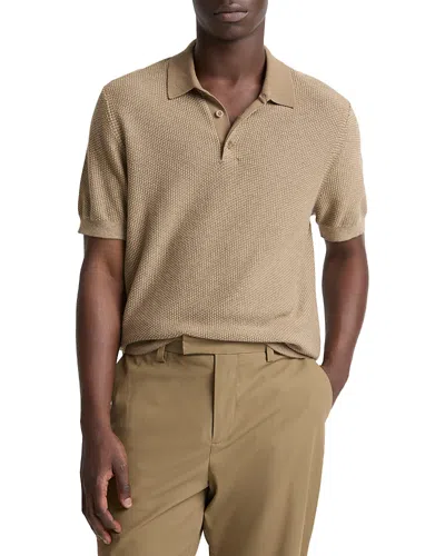 Vince Geo Jacquard Short Sleeve Polo Shirt In Neutral