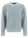 Vince Crew Neck Textured Knit Sweater In Blue