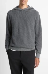 Vince Geometric Jacquard Wool & Cashmere Blend Hoodie In Gray